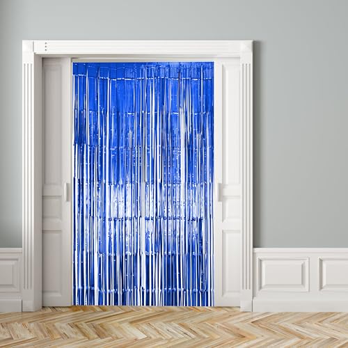Image of Hampton Distribution 2 Pack Blue Fringe Backdrop Curtains, Blue Streamers Party Backdrop, Baby Shower Decorations, Party Decorations Supplies for Birthday, Holidays, Parties & More