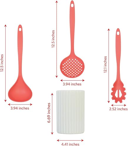 Miniatura 5 de Glad Juego de utensilios de cocina, 8 piezas, herramientas de cocina antiadherentes con soporte para utensilios, cuchara de nailon, cucharón,