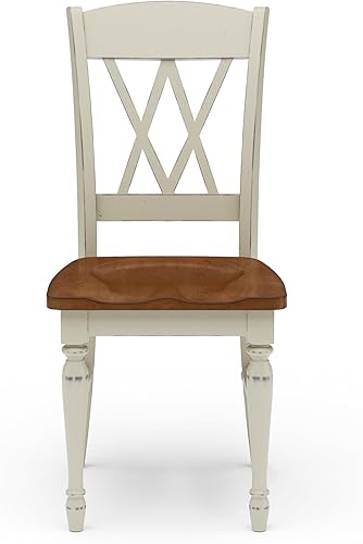 Miniatura 8 de Home Styles - Juego de dos sillas de comedor Monarch con respaldo en X doble color blanco y roble, con estructura de madera maciza, patas torneadas