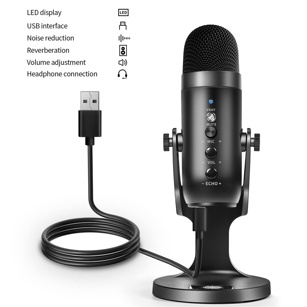 Mikrofon USB Profesjonalny mikrofon pojemnościowy Komputer Laptop Studio nagrań Śpiewanie gra Streaming Transmisja na żywo