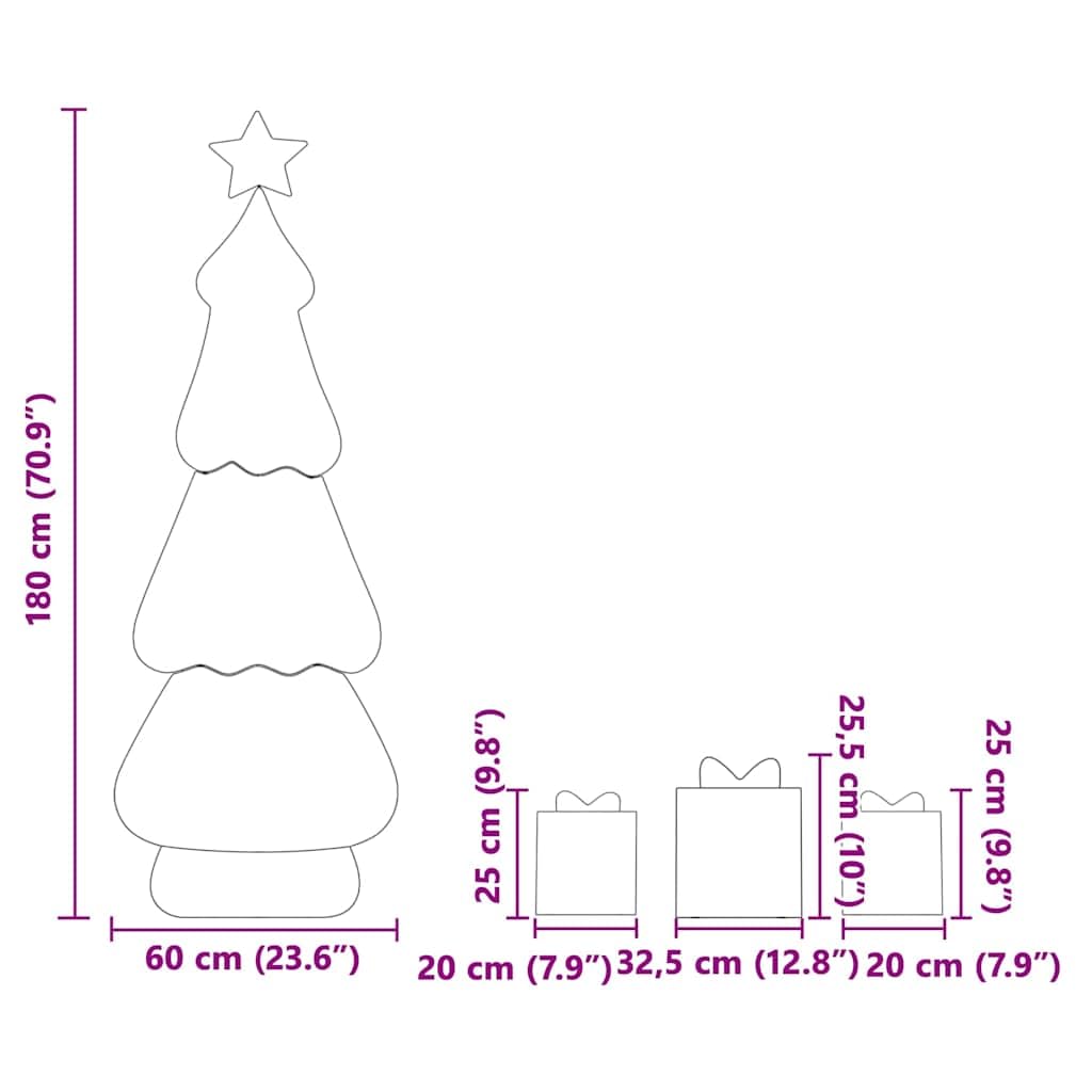 Sapin de Noël Lumineux 2D Blanc Chaud avec 3 boîtes-Cadeaux, 200 LED, USB, Design, intérieur et extérieur, Ambiance Festive pour Salon, terrasse et fenêtre