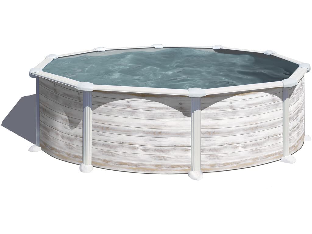 Gre KITPR358N – Piscine Hors Sol avec décoration Nordique, 350 x 132 cm, Filtration 6 m3/h, avec poteaux latéraux