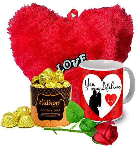 - Gift For Girlfriend |Valentine?s Day Gift for Wife|Coffee Mug |chocolate box | Red Soft Heart (Pack of 4)