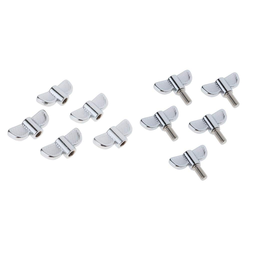 5 tuercas de ala de soporte de platillos de 8 mm para rendimiento de etapa de práctica M8, color plateado