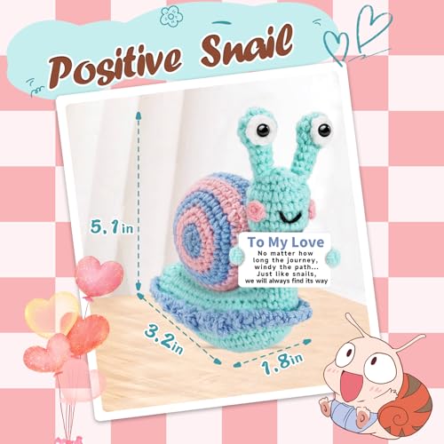Image of Hoedia Positive Crochet Animal Gifts for Her Him Boy Girl Friend, Christmas Home Decorations Emotional Inspirational Support Snail, Women's and Men's Present for Valentine Birthday Anniversary