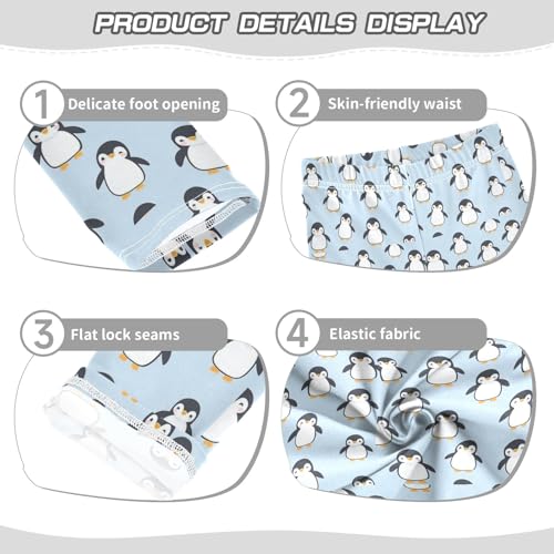 Cartoon Penguin Light Blue Girls Leggings Kids Yoga Pants Athletic Tights Pants 4-10 Years3