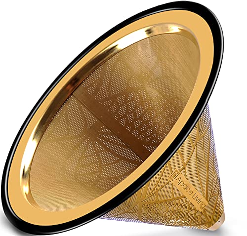 Kaffeefilter Edelstahl kompatibel mit Chemex Hario Bodum & andere Kaffeebereiter - Wiederverwendbarer Handfilter Kaffe Pour Over - Kaffeetropfer mit breiter Metallbasis – Papierloser Permanentfilter