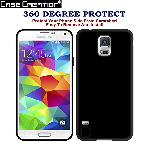 Image of Case Creation for Samsung Galaxy S5 2014 Back case, Samsung Galaxy S5 Slim Flexible Smart Look case with 360 Camera All Angle Protection (Pure Black)