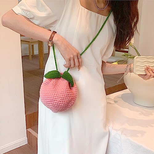 Image of Minache Women Mini Fruit Knitting yarn Crochet Crossbody Shoulder Bag Coin Purse