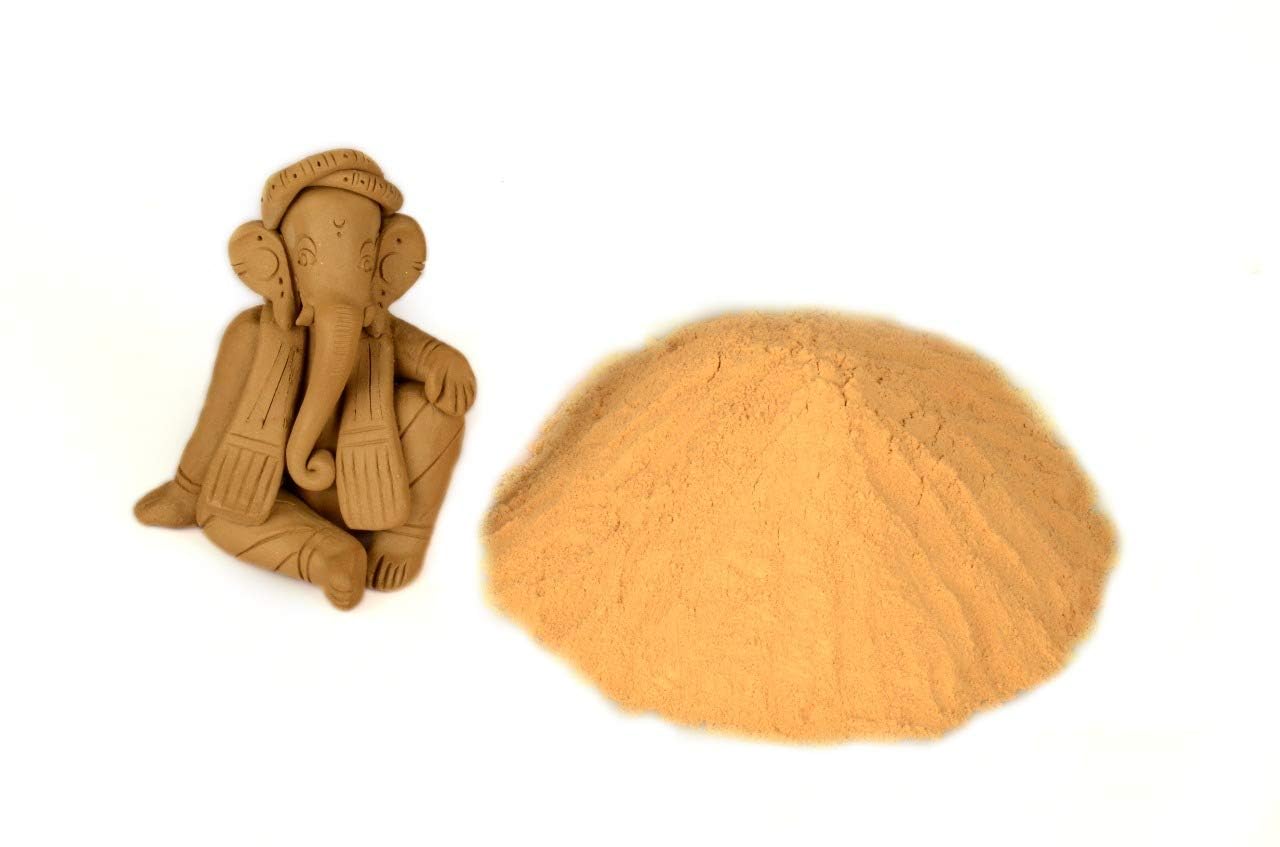 Terracotta Journey DIY Shadu Earthen Clay Powder Bag Ready to Use for Home Made Organic Eco-Friendly Ganesha | NonToxic Natural & Soft for Kids Adults Sculpture and Modeling at School 1 Kilogram (Pack of 3) - Yellow 1