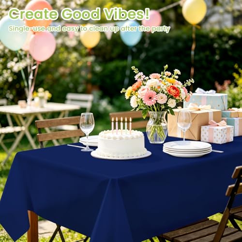 Image of Mulbozy Navy Plastic Tablecloth Disposable 4 Pack, 54 x 108 Inch