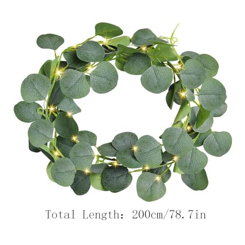 2PCS Artificial Eucalyptus Garland, Fake Vines with Fairy Lights Green Leaf - image 2