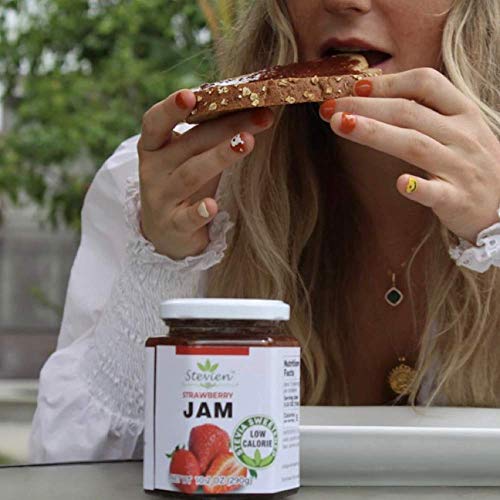 Stevien Jam No Added Sugar - 3 Jars - Keto And Diabetic Friendly, Vegan, Gluten Free, Made With Real Fruit - Sweet Strawberry, Peach, And Mixed Berry Jam Sweetened With Organic Stevia #TOP7