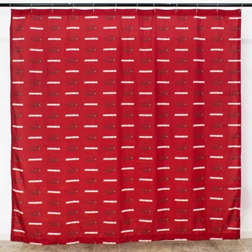 Image of Everything Comfy NCAA Arkansas Razorbacks Bright and Colorful Shower Curtain Cover 70 inch x 72 inch