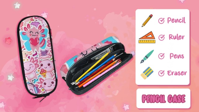 Zaino Scolastico Per Bambini Axolotl Cartoon - Leggero, Con Tasche, 6-12 Anni - Regalo Compleanno
