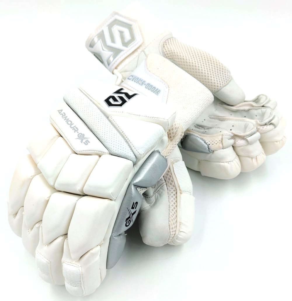 WOOD-SWORD Armour-GX5 (3.0) Leather, Polyurethane Cricket Batting Gloves - White, Silver, Medium, Right-picture-16