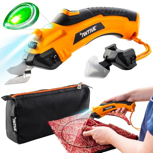Image of Electric Scissors for Fabric with Safety Switch - Ergonomic Cordless Electric Fabric Scissors - Rechargeable Electric Fabric Cutter for Sewing, Crafts, Quilting & DIY