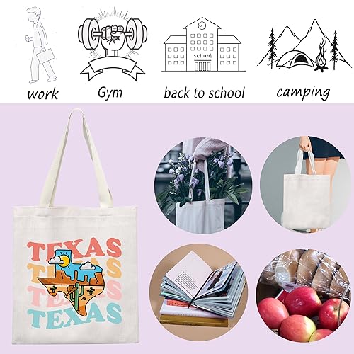 Image of ENSIANTH Texas State Tote Bag - Cowboy Lone Star State Vacation Shoulder Bag - Housewarming Gift