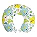 ABAKUHAUS Amarillo y Azul Cojín de Viaje para Soporte de Cuello, Margarita del trébol, de Espuma con Memoria Respirable y Cómoda, 30x30 cm, Multicolor
