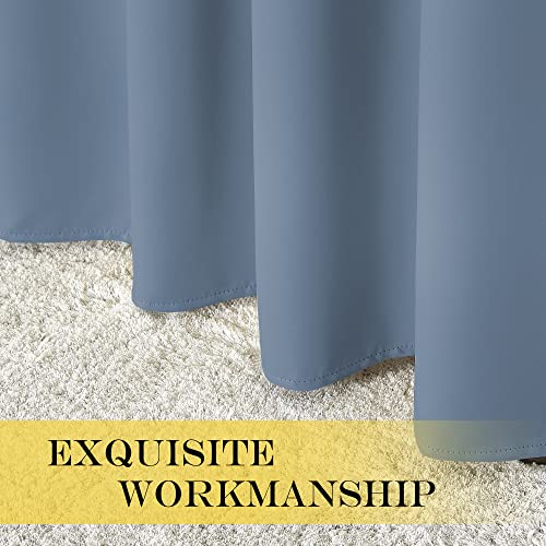 NICETOWN Bedroom Curtain Room Darkening Drapery 102 inches Length - Home Fashion Thermal Insulated Grommet Room Darkening Curtain for Living Room (Stone Blue, 1 Panel, 52 x 102 inches)