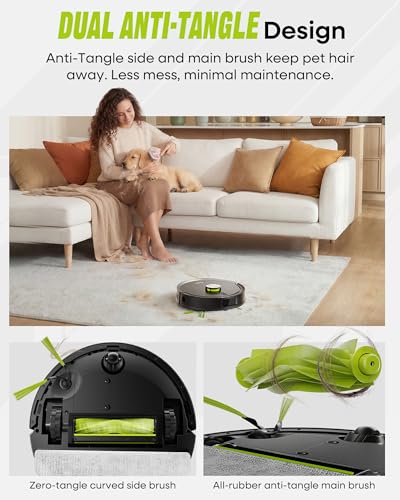 Image of MONSGA Robot Vacuum and Mop Combo, 90 Days Self-Emptying with 8000Pa Suction, LiDAR Smart Mapping, Dual Anti-Tangle for Pet Hair, Carpet and Hard Floor