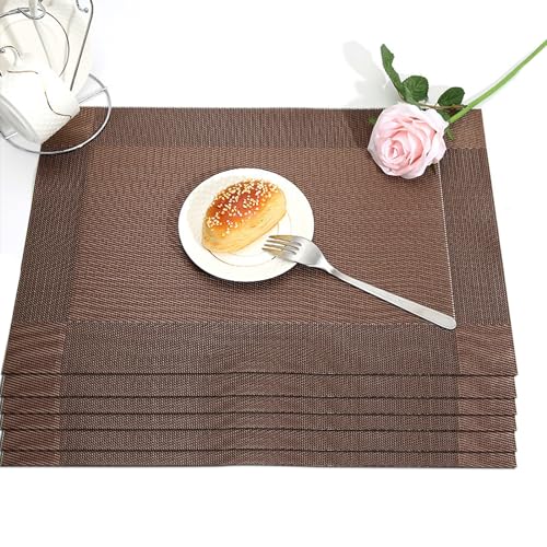 Soulnioi Placemats Set of 6, PVC Washable Table Mats Heat Resistant Dinner Plate Mats for Kitchen Dining Table