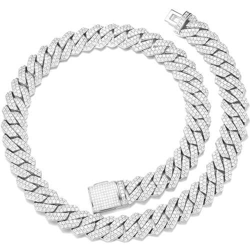 Saintda 14MM Cuban Link Chain for Men Women Iced Out Miami 18K Gold Plated 5A+ Cubic Zirconia Necklace Hip Hop Rapper Chain Bling Luxury Jewelry with Gift Box Gold-18inch