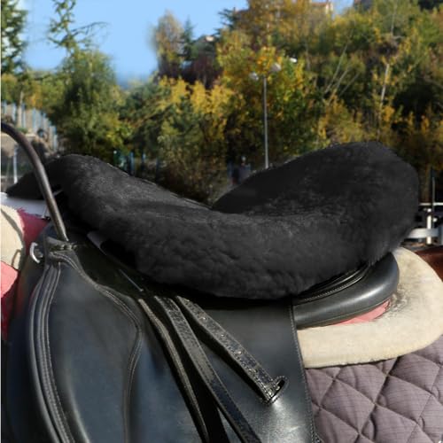 Image of Harrison Howard Plush Sheepskin Saddle Cover for English Saddles Seat Saver Ultimate Riding Comfort for Rider & Protection for Saddle Universal Size
