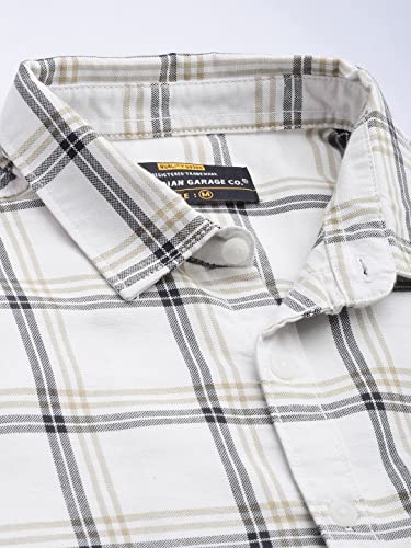 Image of The Indian Garage Co Men Regular Fit Checkered Full Sleeves Cutaway Collar Casual Shirt