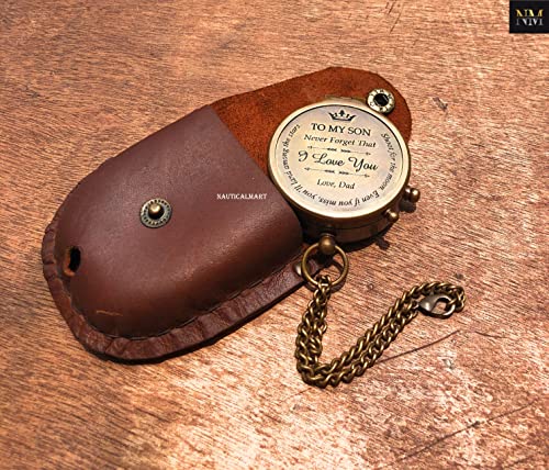 Brújula de Latón Portátil con Estuche de Cuero miniatura 4