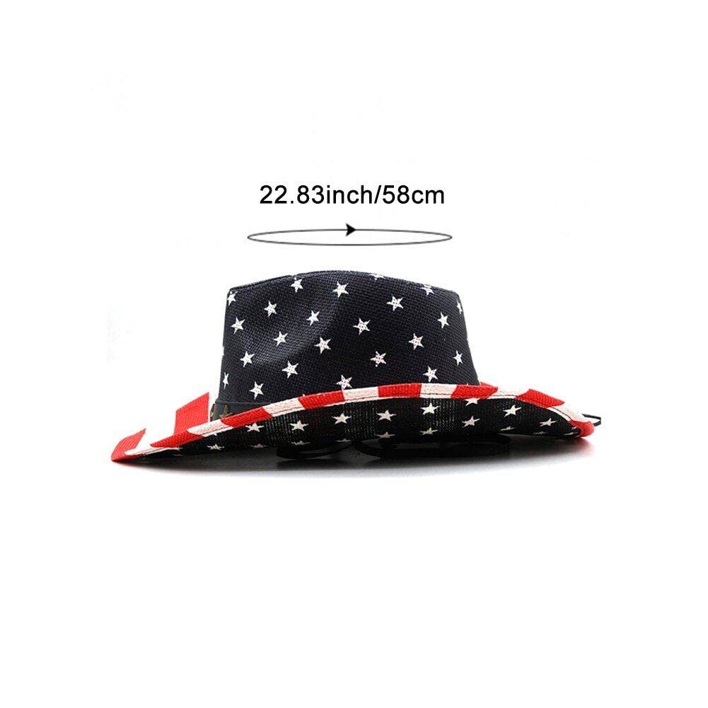 Chapeau Western Cowboy/Cowgirl Noir - Daim Premium - Détail Drapeau Américain - NEUF