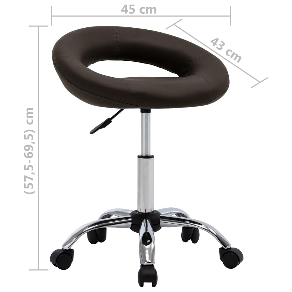 Krzesło do jadalni obrotowe, brązowe, sztuczna skóra z ergonomiczną tapicerką i oparciem, obracane o 360 stopni, regulacja wysokości, z kółkami, idealne do jadalni, kuchni i salonu