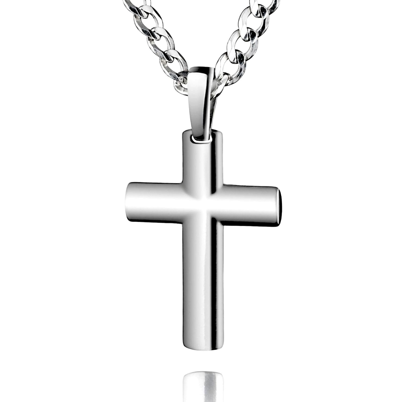 Sterll Cadena para hombre de plata 925 maciza con colgante de cruz de plata 'Infinity AWAITS US' – Ideal como regalo para marido o amigo – Incluye caja ecológica