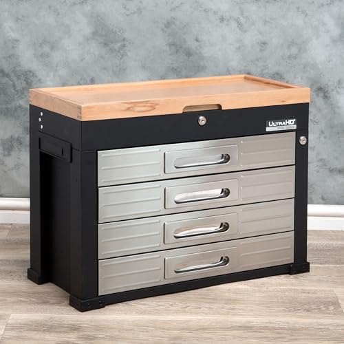 Garden Store Direct Seville HD 4 Drawer Heavy Duty Timber Top Tool Box Garage Storage, Tool Chest w/Lockable Compartments - Image 3
