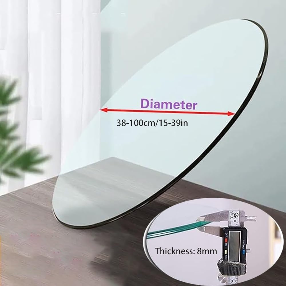 37" Round Glass Table Top, Transparent Tempered Glass with Beveled Polished Edge, Furniture Replacement Parts for Dining Side Coffee(55cm/21.6in)