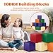 TODIBY Foam Building Blocks for Toddlers：12-Pieces Wipeable Leather Stacking Cubes Kids - Large Soft Toys Play Set for Learning Construction Baby Preschool Daycare Therapy Birthday Gift (Rainbow)