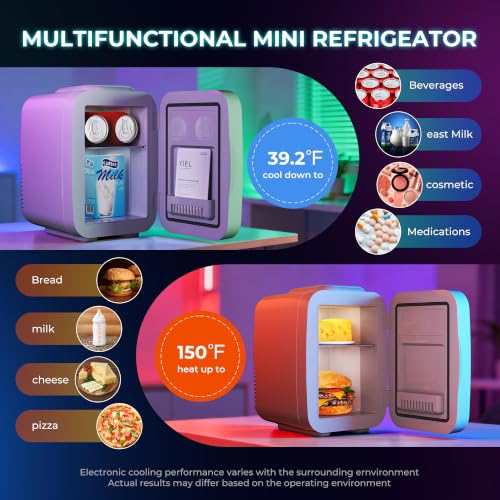 Image of BEICHEN Mini Fridge 4L /6 Can With APP Light Controller for Gaming Room | 4L compact design| APP-controlled customized gaming light | Silent & energy-saving | AC /DC for home & auto |White