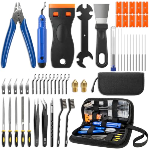 FACIACC 54PCS 3D Printer Tools Kit with Bag, 3D Printer Accessories for 3D Printer Modeler Includes Deburring Tool, Nozz