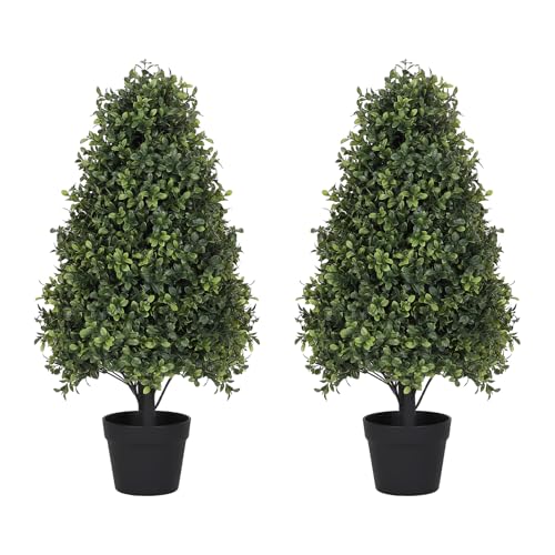 Azoco 30' Boxwood Topiary Trees Artificial Outdoor Set of 2, UV Resistant Faux Plants for Front...