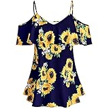Sommer lässig lose Grafik Kurzarm T-Shirt mit Rundhalsausschnitt Tunika Tops T-Shirt Plus Size Grafik T-Shirts für Frauen Kurzarm Bunt Löwenzahn Muster Druck Crewneck T-Shirts Tops Bluse Plus Size S-3XL Kurzarm Tuniken für Frauen zum Tragen mit Leggings Oversized V Neck Solid T. Shirt Tops Bluse T-Shirt Plus Size S-2XL Damen T-Shirts Kurzarm Grafik Sommer Löwenzahn Muster Druck Crewneck T-Shirts Tops Plus Size