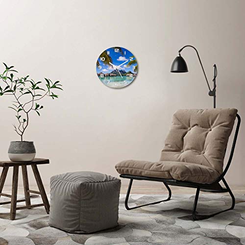 Horloge salon design Tulup 30cm décor Palmiers sur Bora Bora - 4