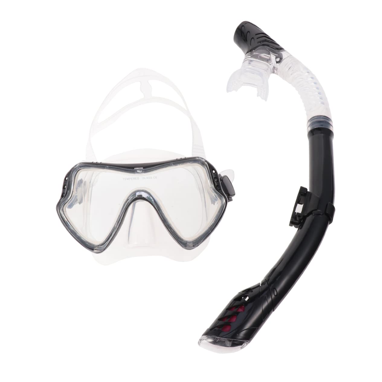 Set Maschera Snorkeling in Silicone Nero per Uomo e Donna | Meccanismo di Scarico Unidirezionale, Fibbia Robusta, Uso per Nuoto e Snorkeling