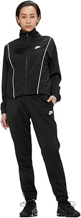NIKE(ナイキ) ジャージ 上下 セットアップ スポーツウェア ウィメンズ フィッテド クラシック トラックスーツ ジョガースタイル 日本国内正規品 DD5861-011 ブラック/ホワイト/ホワイト アウトドア 部活 通学