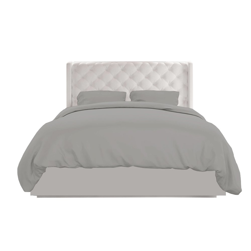 BedDecor Queen 600TC Wonderful 100% Egyptian Cotton 3PCs Duvet Set,Silver Grey