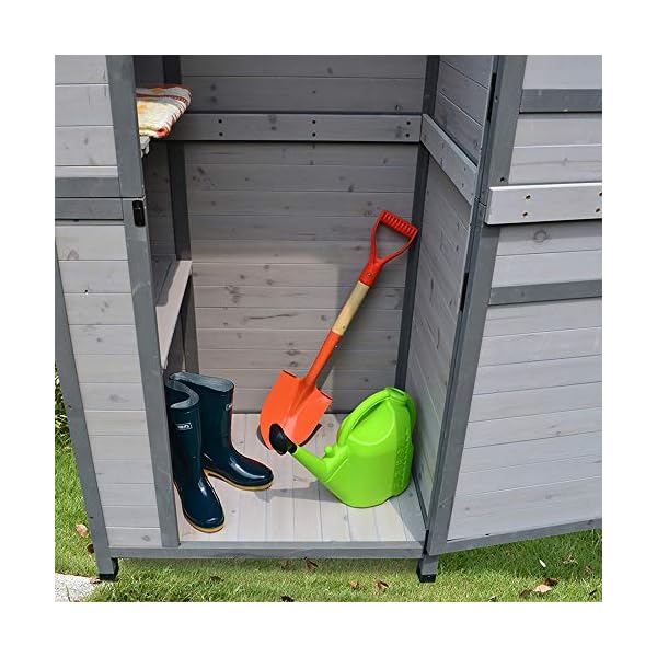 PQXOER Garten und Geräteschrank Outdoor-Holz-Locker-Tools Speicherschrank Wasserdicht Sunproof Korrosionsschutz Villa… – Bild 4