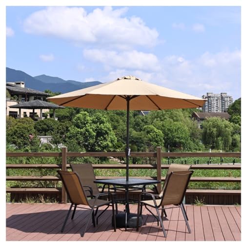 Sombrilla de patio de 8 pies CFWSHJ con base incluida para jardin y terraza color negro