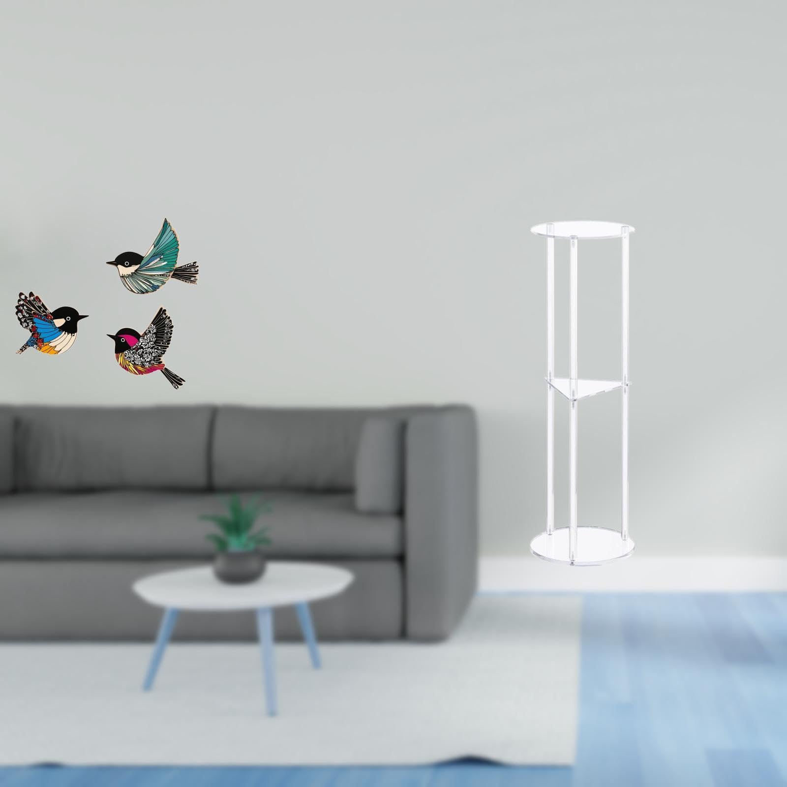 Wooden Bird Wall Art and Clear Acrylic Side Table Set for Garden Study Room Farmhouse Office Balcony Small Space Decor Easy Assembly-image-6