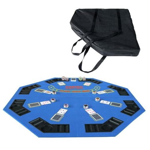 IDS Poker 48" Folding Blackjack Texas Holdem Octagon Poker Table Top Blue with Carrying Bag