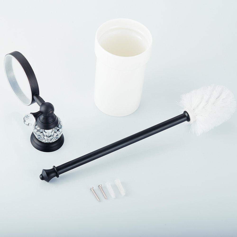 Brosses de Toilette, Soportes de Brosse de Toilette en Laiton Fixés Au Mur, Type Durable de Tasse en Céramique - Cromo,Noir