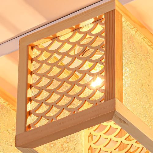 Lámpara de techo vintage rústica de madera para decoración de dormitorios 4